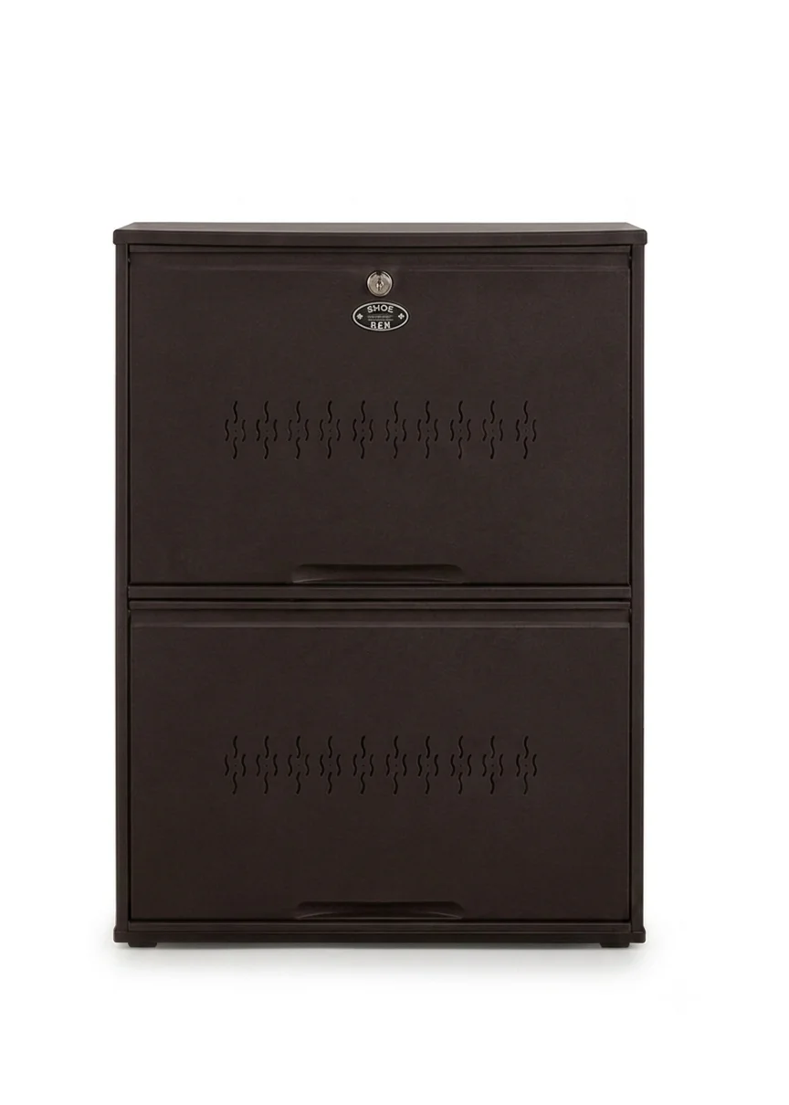 2 DOOR Shoe Rack (6 Pairs) - Coffee Brown view 1